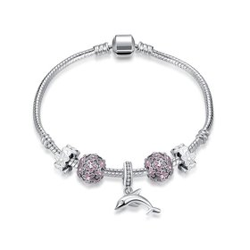 Wholesale Vintage Antique Silver Animal Pink CZ Bracelet TGSLB016