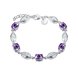 Wholesale Trendy Silver Geometric Purple Glass Bracelet TGSPB194