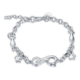 Wholesale Classic Silver Animal CatFish Bracelet TGSPB216