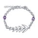 Wholesale Classic Silver Water Drop fishbone Purple CZ Bracelet TGSPB229