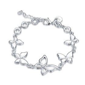 Wholesale Trendy Silver Plant Butterfly Bracelet TGSPB274