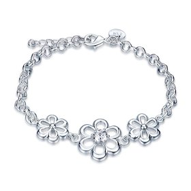 Wholesale Trendy Silver Plant White CZ Bracelet TGSPB277