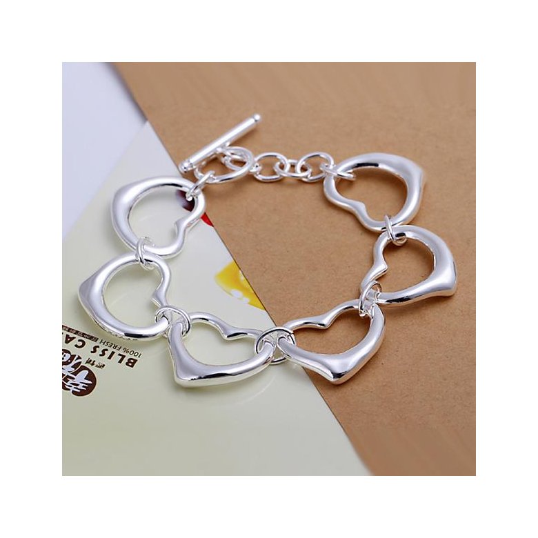 Wholesale Romantic Silver Heart Bracelet TGSPB062