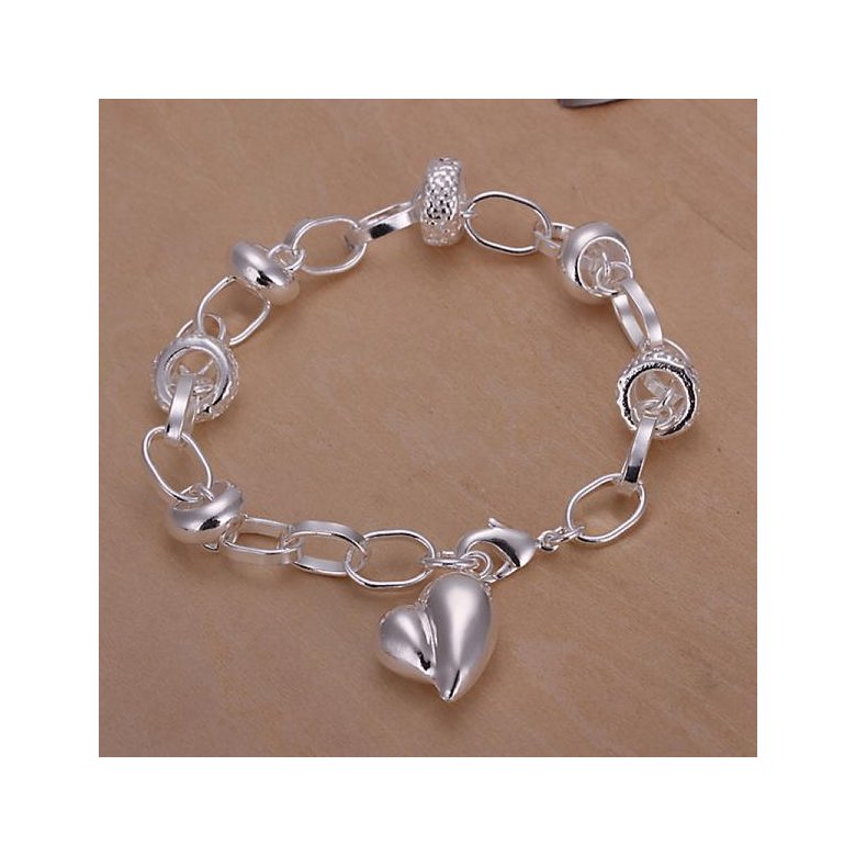 Wholesale Romantic Silver Heart Bracelet TGSPB075