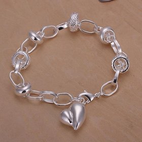 Wholesale Romantic Silver Heart Bracelet TGSPB075