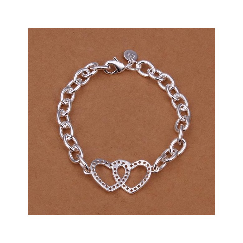 Wholesale Romantic Silver Heart Bracelet TGSPB215