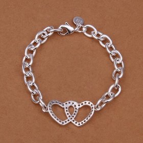 Wholesale Romantic Silver Heart Bracelet TGSPB215