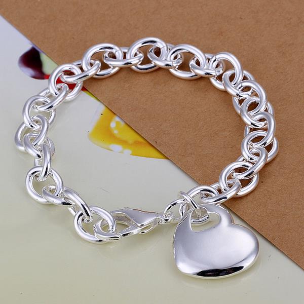 Wholesale Romantic Silver Heart Bracelet TGSPB256