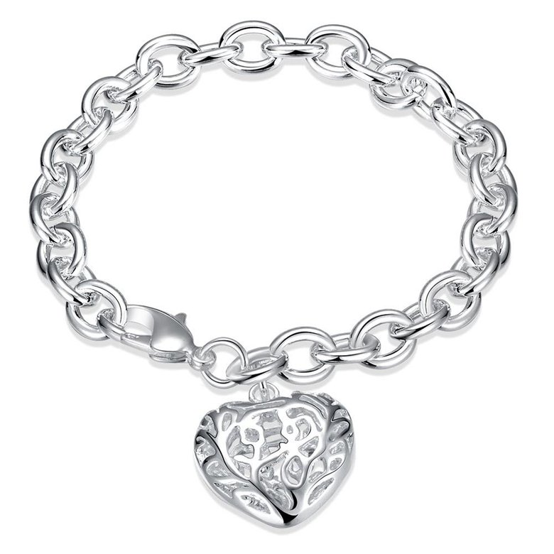 Wholesale Romantic Silver Heart Bracelet TGSPB262