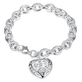 Wholesale Romantic Silver Heart Bracelet TGSPB262