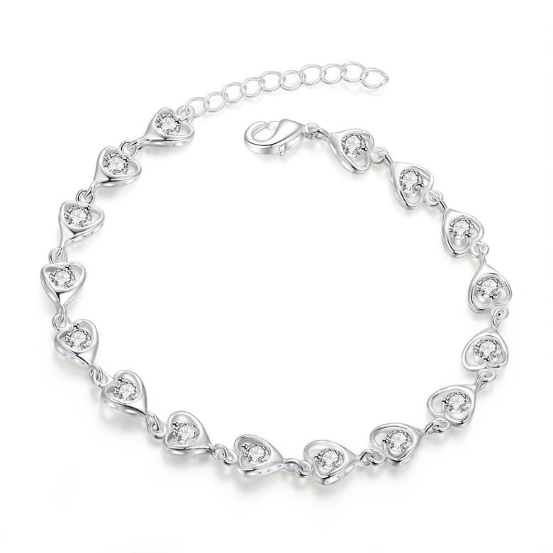 Wholesale Romantic Silver Heart CZ Bracelet TGSPB323