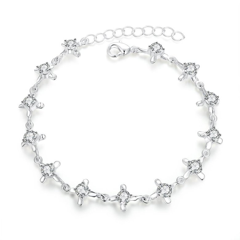 Wholesale Romantic Silver Plant CZ Bracelet TGSPB326