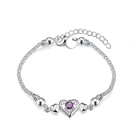 Wholesale Classic Silver Heart CZ Bracelet TGSPB336