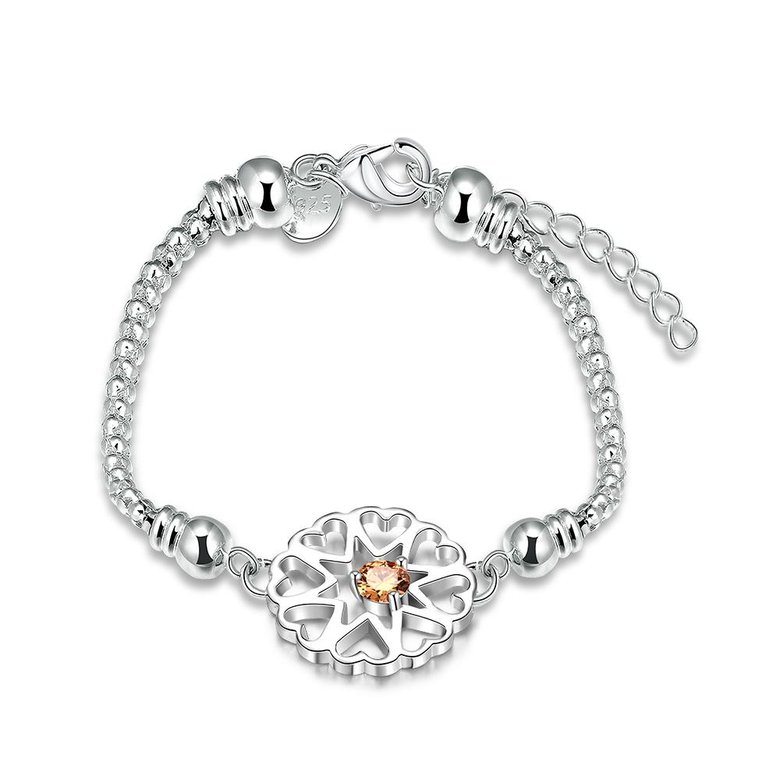 Wholesale Romantic Silver Round CZ Bracelet TGSPB337