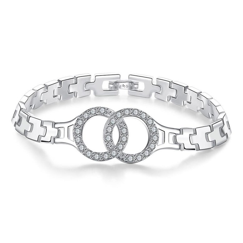 Wholesale Classic Silver Round CZ Bracelet TGSPB386