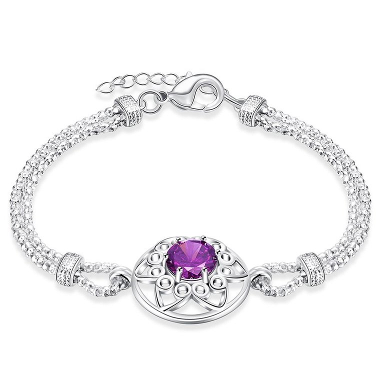 Wholesale Classic Silver Round CZ Bracelet TGSPB029