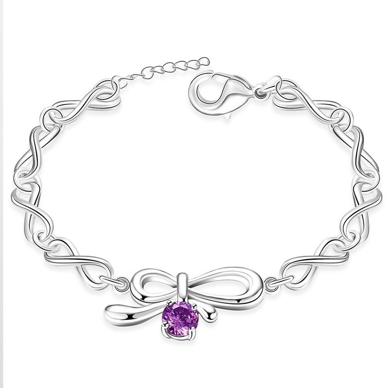 Wholesale Romantic Silver Bowknot CZ Bracelet TGSPB031