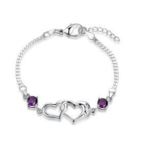 Wholesale Trendy Silver Heart CZ Bracelet TGSPB090