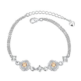 Wholesale Romantic Silver Plant CZ Bracelet TGSPB373