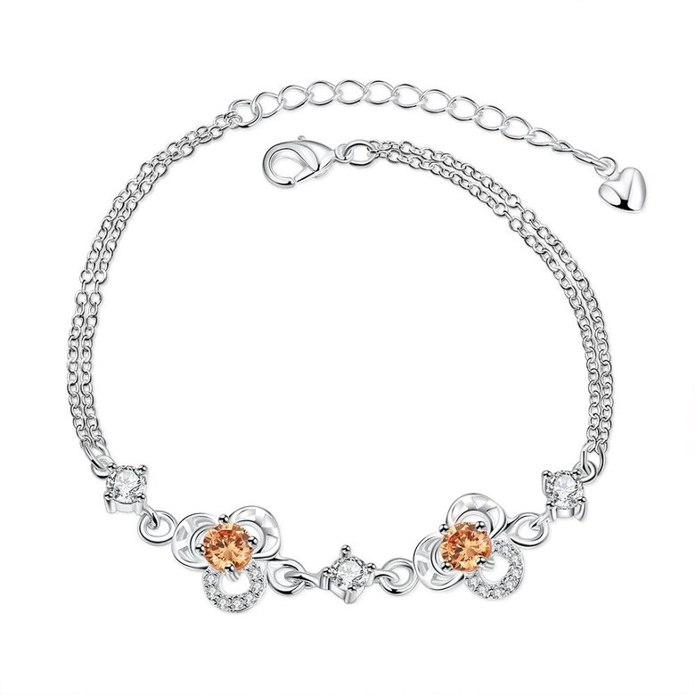 Wholesale Romantic Silver Plant CZ Bracelet TGSPB379