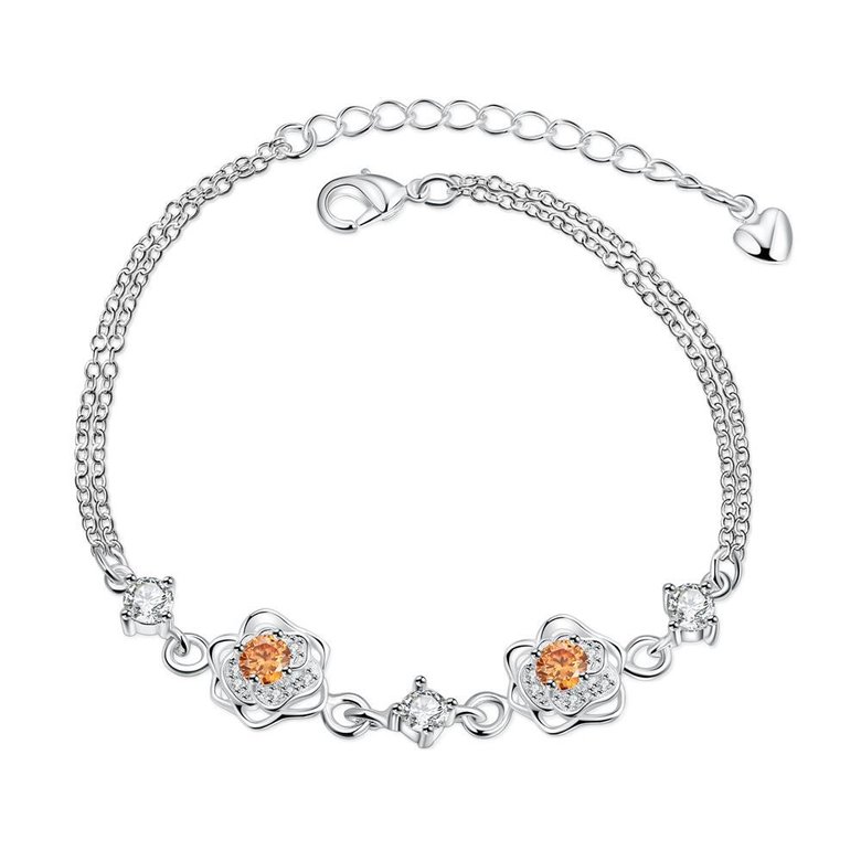 Wholesale Romantic Silver Plant CZ Bracelet TGSPB384