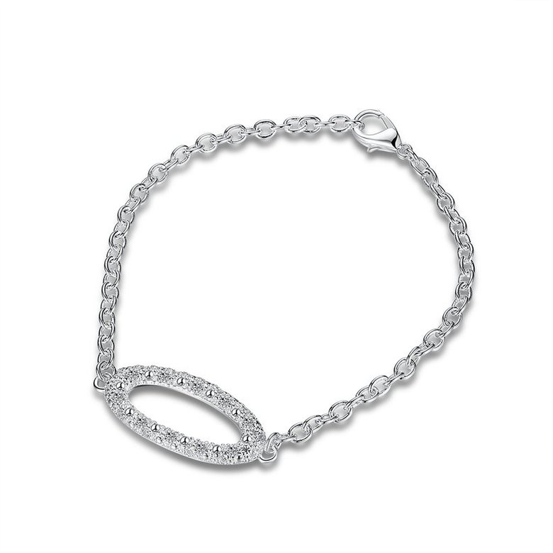 Wholesale Trendy Silver Geometric White CZ Bracelet TGSPB104