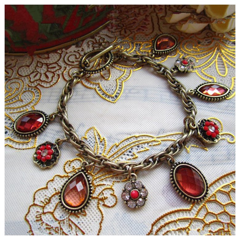 Wholesale Women Cuff Bracelets Imitation ruby Bohemian Bangles Vintage Red Color Ethnic Costume Jewelry VGB001