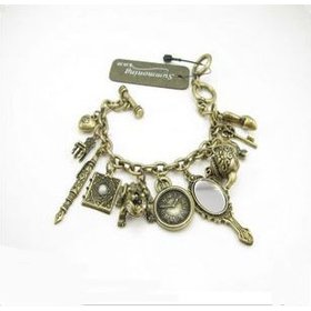 Wholesale Vintage Mirror Frog Clock Chair Kettle Pen Key Heart Charms Bracelet, DIY Retro Magic Fairy Tale Series Bracelet VGB006