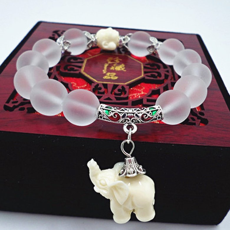 Wholesale Natural matte crystal elephant bracelets for women fashion high quality cute elephant pendent bracelet wholesale Drop Shipping VGB013