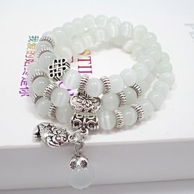 Wholesale White Beads Buddhist Buddha Meditation crystal Beads Natural Stone Prayer Bead Bracelet Women Jewelry Women Stretch Yoga Jewelry VGB017