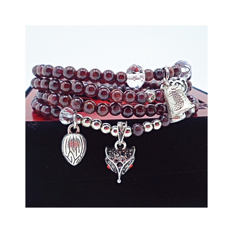 Wholesale Trendy Natural Garnet Wine Red Bracelets Women Female Jewelry fox Crystal Charm Bracelet Gift for Girls VGB020