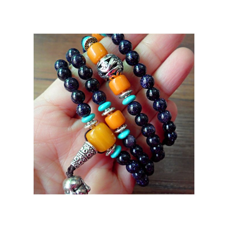 Wholesale Natural Agate Crystal Cat's Eye Garnet Fashion Korean-style Multilayer Beaded Bracelet Women's Baby Buddha beads  Lucky Bracele VGB026