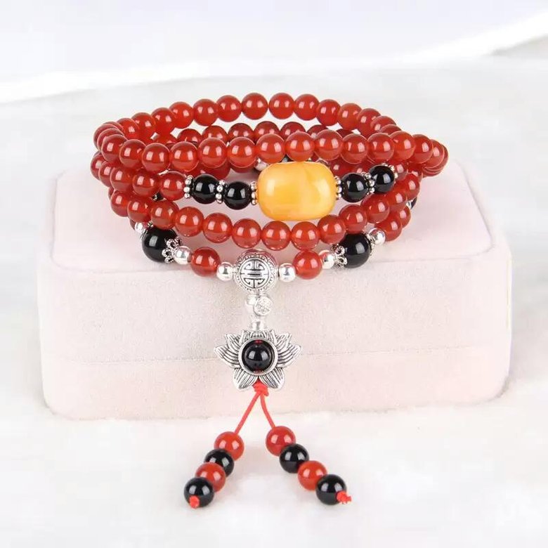 Wholesale Women Bracelet Natural Garnet Stretch Bracelets Men Fashion Lotus Charm Bracelets Women Stone Beads Buddha Jewelry Femmes VGB028