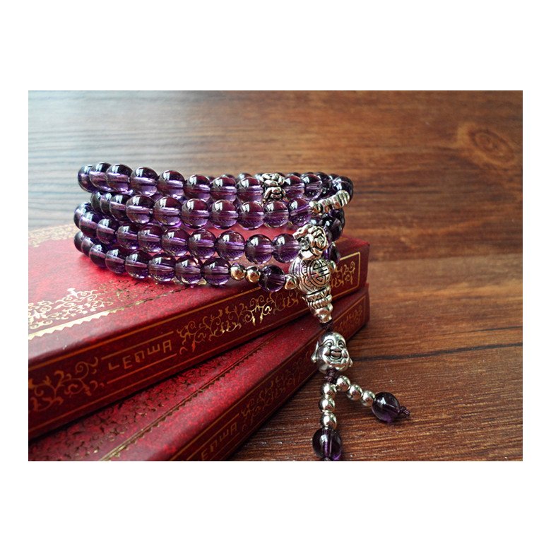 Wholesale Natural Purple Crystal Amethysts Bracelet Beads Necklace Yoga Mala Stone Bracelet for Women Buddha Energy Jewelry VGB031