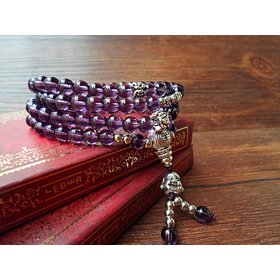 Wholesale Natural Purple Crystal Amethysts Bracelet Beads Necklace Yoga Mala Stone Bracelet for Women Buddha Energy Jewelry VGB031