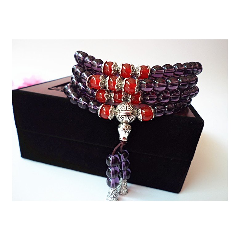Wholesale Natural tea crystal Amethysts Bracelet Beads Necklace Yoga Mala Stone Bracelet for Women Energy Jewelry VGB032