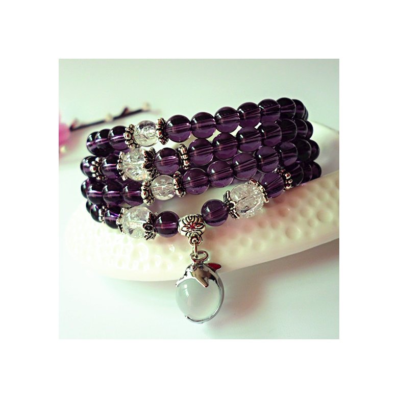 Wholesale Natural Purple Crystal Amethysts Bracelet Beads Necklace Yoga  Mala Stone Bracelet for Women dolphin Energy Jewelry VGB033