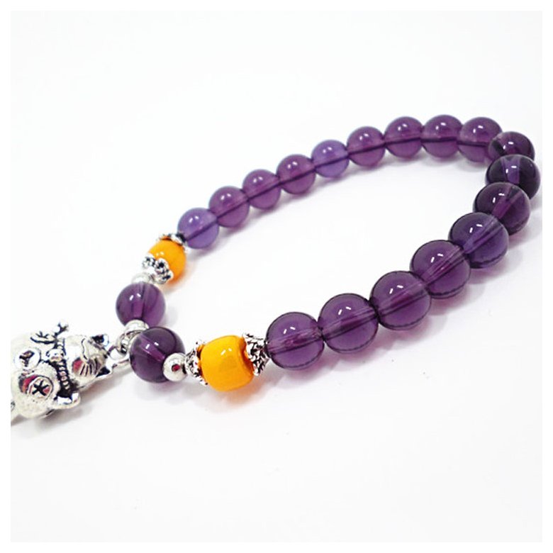 Wholesale 2020 Lucky Cat Stone Beads Bracelet Bangles Simple Sweet Amethyst Bracelets for Women Girls Birthday Gift Charm Jewelry VGB043