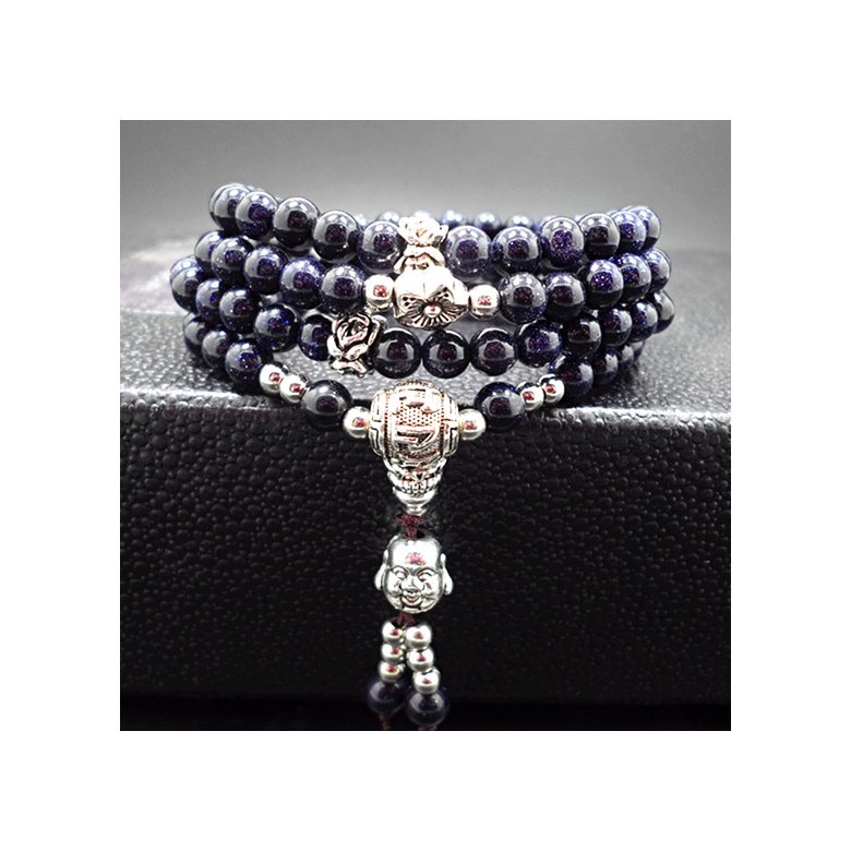 Wholesale Planet Blue sand Beaded bracelets Buddhist Buddha Meditation Prayer Beads Mala Bracelet VGB052