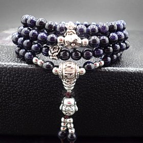 Wholesale Planet Blue sand Beaded bracelets Buddhist Buddha Meditation Prayer Beads Mala Bracelet VGB052