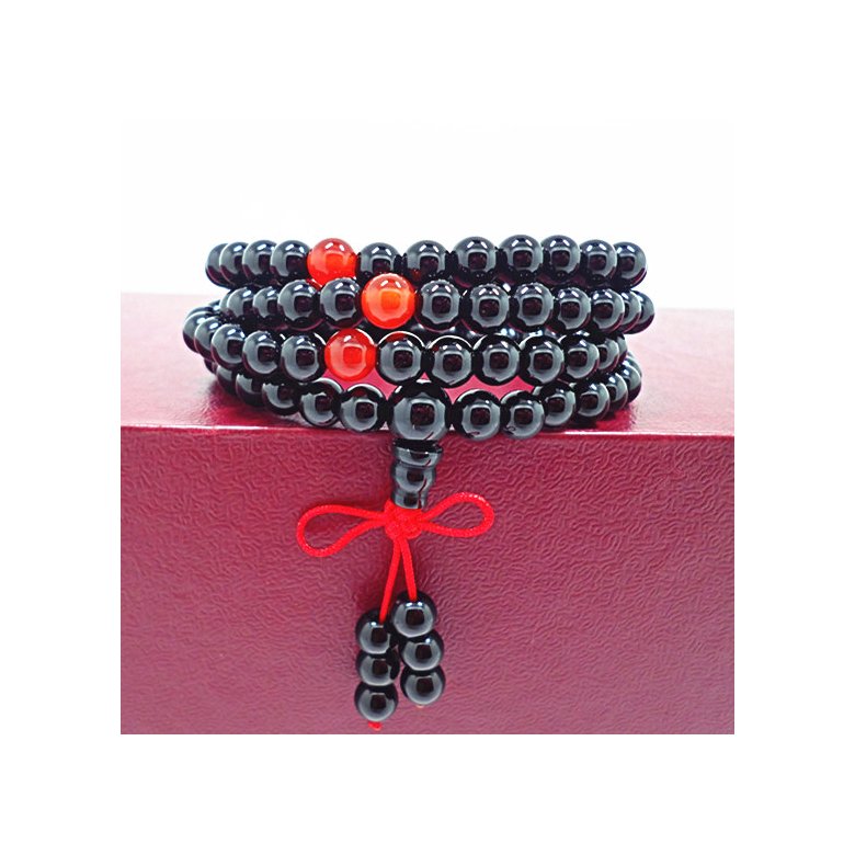 Wholesale Black Obsidian Bracelet Carnelian Beads Stretch Bracelets Buddhist Mediation Prayer Beads Mala Fashion Couple Bracelets VGB053