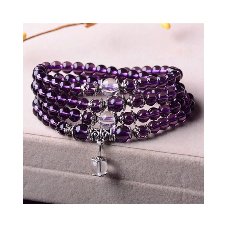 Wholesale Natural Stone Agate Amethyst Beaded Bracelet  Charm Yoga Bracelet Handmade Jewelry Lucky Gift VGB054