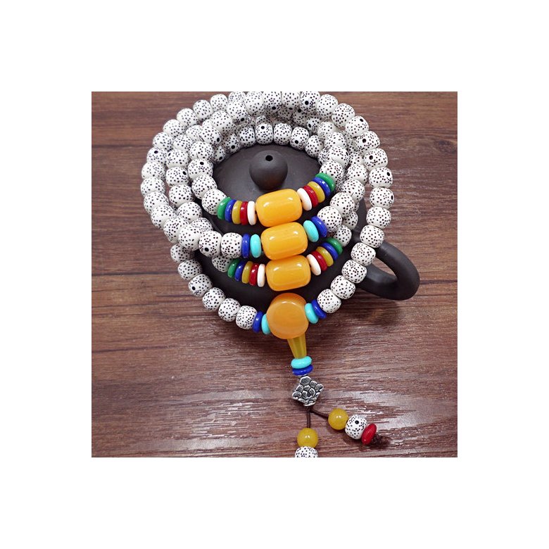 Wholesale Natural Bodhi Beads Amulet Handmade bracelet White Beaded Stone Tibetan Buddhist Prayer Beads Bracelet for Meditation VGB056
