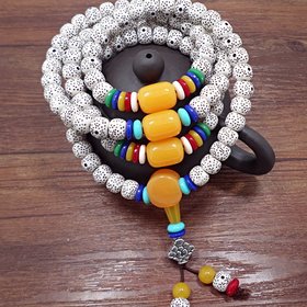 Wholesale Natural Bodhi Beads Amulet Handmade bracelet White Beaded Stone Tibetan Buddhist Prayer Beads Bracelet for Meditation VGB056