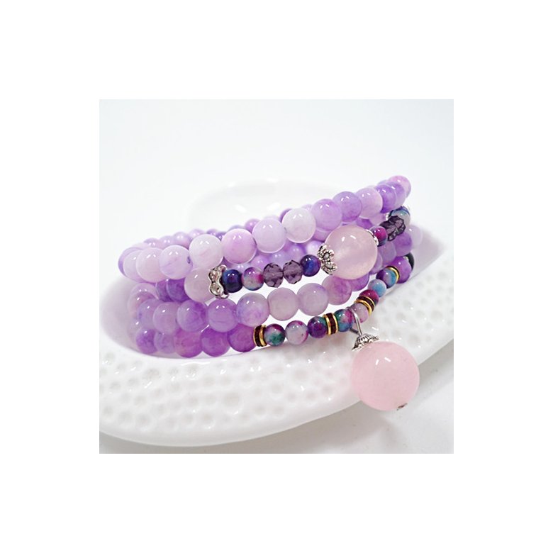 Wholesale Bohemia Natural Dream Amethysts Quartz Energy Light Purple GemStone Bracelet Women Beaded Bracelet Energy Gift Jewelry VGB065