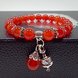 Wholesale Red Onyx Gem Stone Beads Bracelets Bangles little bell Round Mala Rosary Healing Crystal Carnelian Jewellery  VGB082