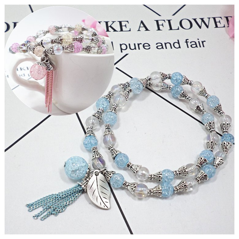 Wholesale Bohemian style Colorful Bead Multilayer Ethnic Fringe leaf Charm Bracelets for Women Handmade Weave Strand Bracelets Set VGB092