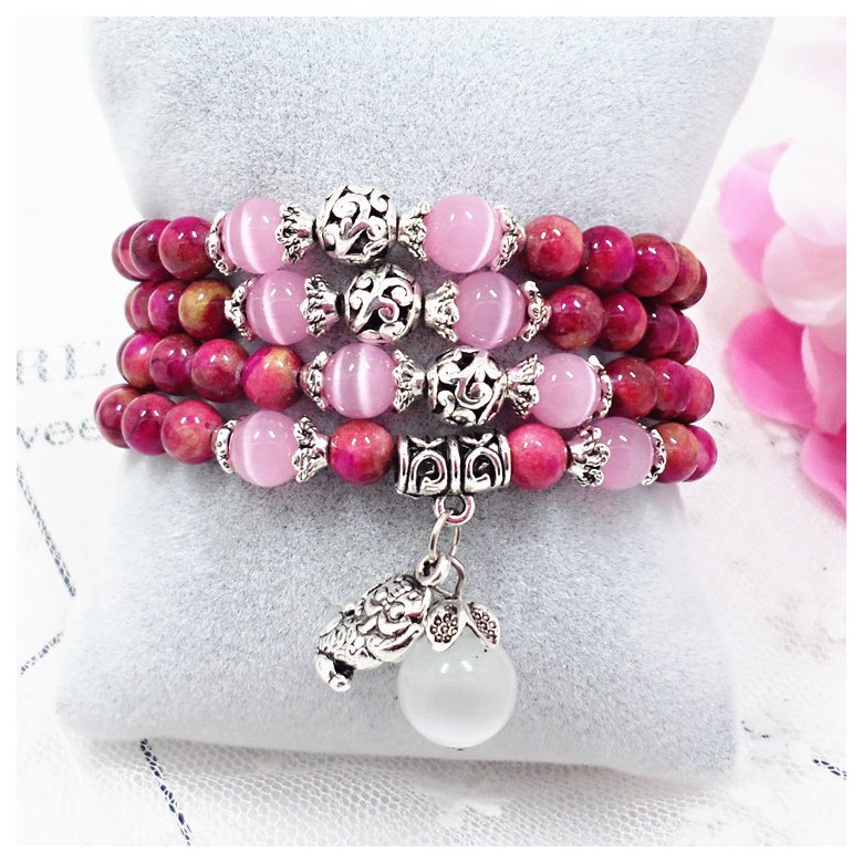 Wholesale Elephant&owl Animal Charms Bracelets For Women Men Natural  opal beads crystal Stone Charm Yoga Jewelry  VGB093