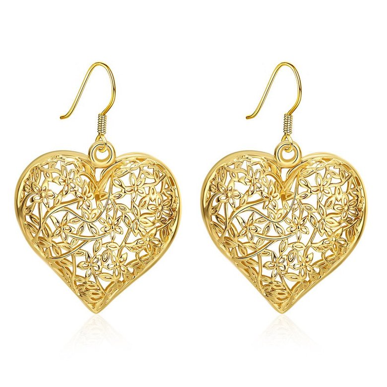 Wholesale Romantic fashion 24K Gold Earring Hollow heart Jewelry for Women wedding party jewelry  TGCLE007