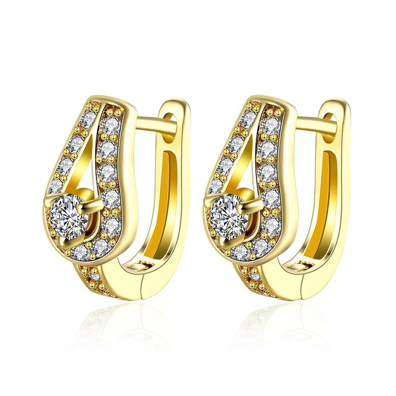 Wholesale Classic romantic 24K gold small white Crystal Earring popular fashion dazzling wedding jewelry TGCLE022